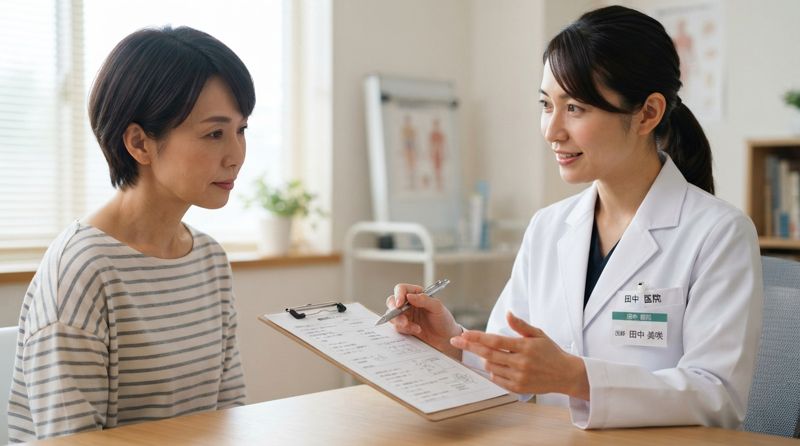 AGA治療の費用について相談している様子