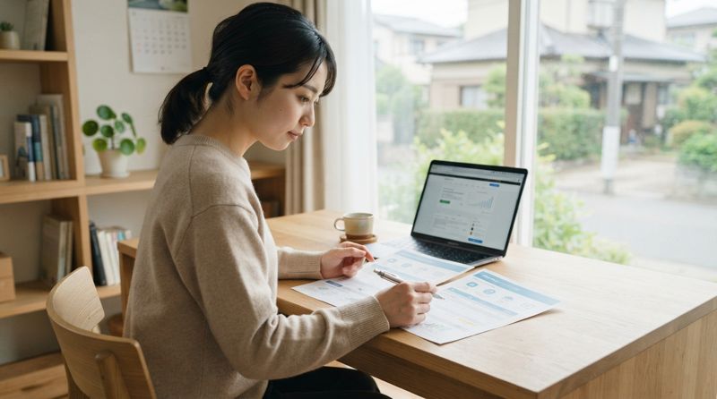 光コラボの料金プランを比較しながら確認している様子