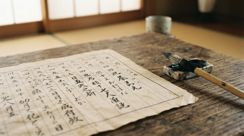 四柱推命で使われる古い暦や書付のイメージ写真