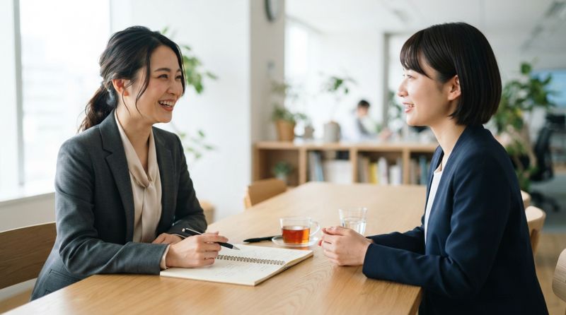面接で会話をしている様子