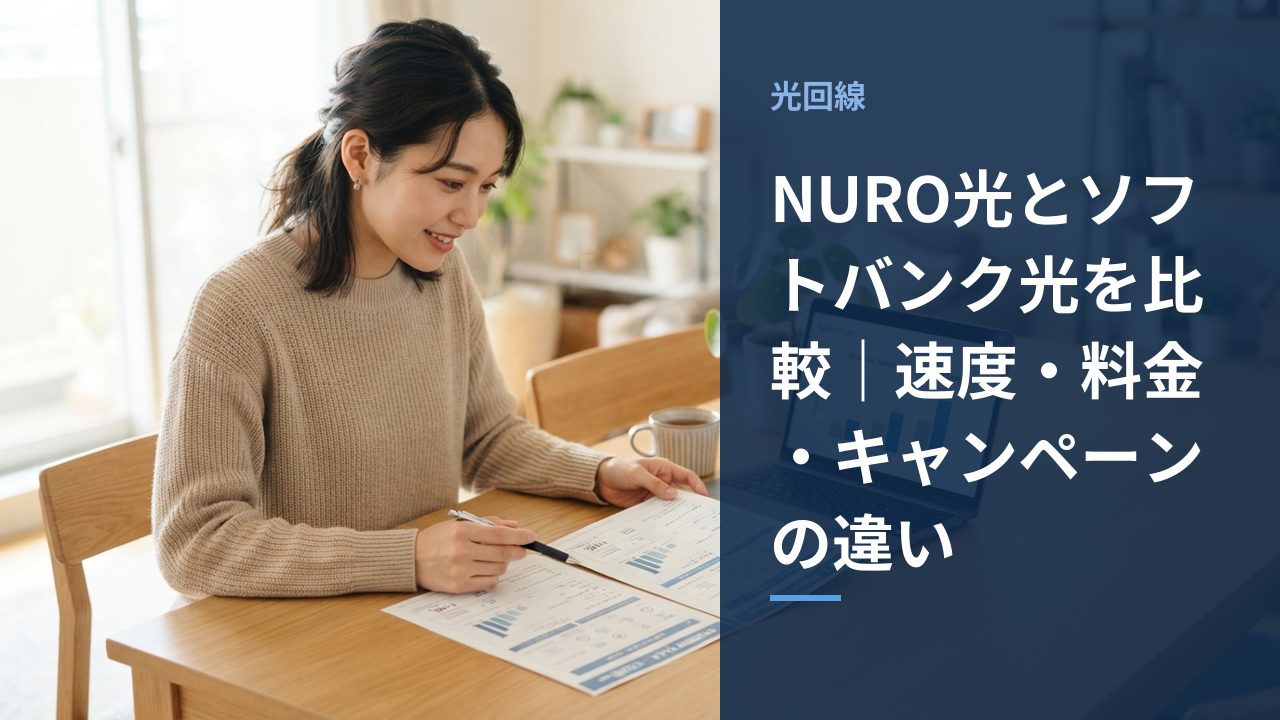 2つの光回線サービスを比較している様子